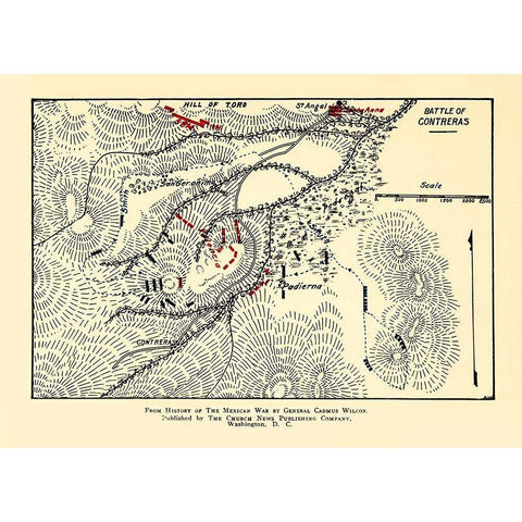 Mexico City Mexico Battle Aug. 19-20 1847 White Modern Wood Framed Art Print by Unknown