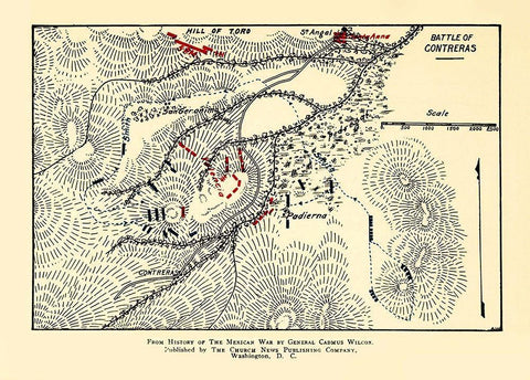 Mexico City Mexico Battle Aug. 19-20 1847 White Modern Wood Framed Art Print with Double Matting by Unknown