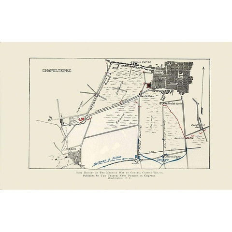 Chapultepec Battle 1 of 3 1892 White Modern Wood Framed Art Print by Church News Publishing