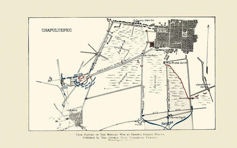 Chapultepec Battle 2 of 3 1892 Black Ornate Wood Framed Art Print with Double Matting by Church News Publishing
