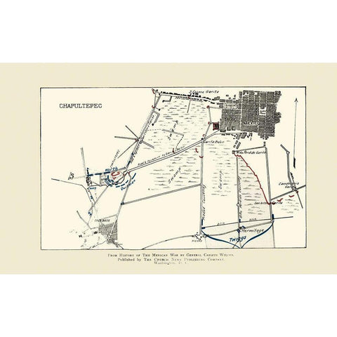 Chapultepec Battle 2 of 3 1892 White Modern Wood Framed Art Print by Church News Publishing