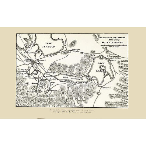 Mexico Valley American Army Operations 1893 Black Modern Wood Framed Art Print with Double Matting by Appleton