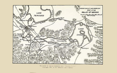 Mexico Valley American Army Operations 1893 White Modern Wood Framed Art Print with Double Matting by Appleton