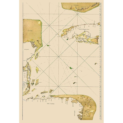 Caribbean Sea Mexico Honduras Cuba - 1700 Black Modern Wood Framed Art Print by Unknown