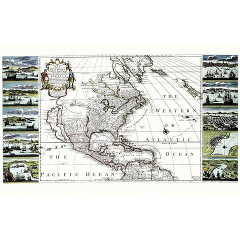 Caribbean West Indies British Empire America White Modern Wood Framed Art Print by Overton