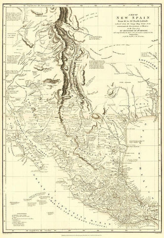 Caribbean New Spain Mexico with Indian Tribe Black Ornate Wood Framed Art Print with Double Matting by Humboldt