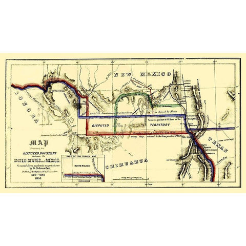 Disputed Boundary United States Mexico White Modern Wood Framed Art Print by Schroefer