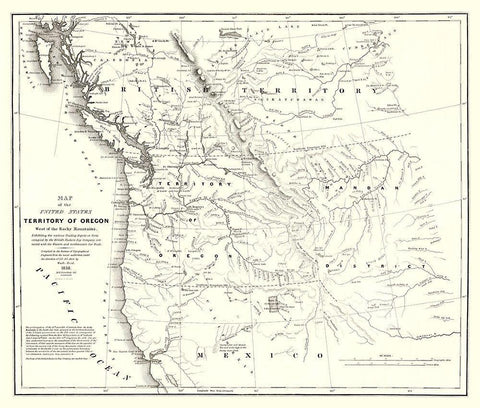 Oregon Territory United States - Stansbury 1838 White Modern Wood Framed Art Print with Double Matting by Stansbury
