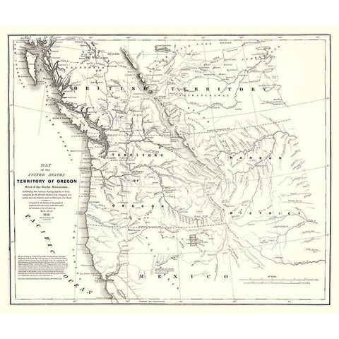 Oregon Territory United States - Stansbury 1838 Black Modern Wood Framed Art Print with Double Matting by Stansbury