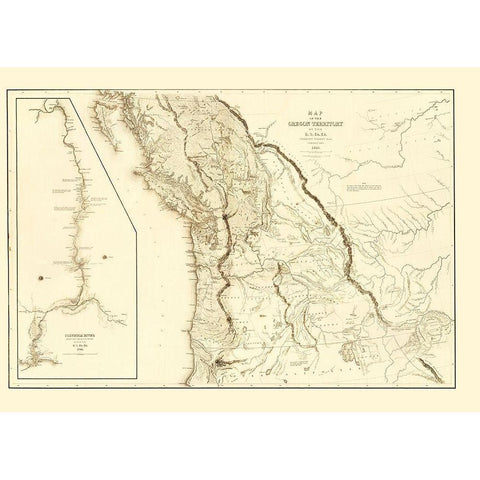 North America Oregon Territory United States White Modern Wood Framed Art Print by Wilkes