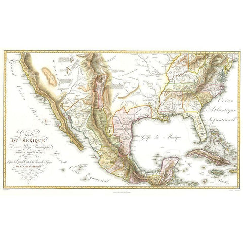 Territories Mexico United States - Humboldt 1811 Black Modern Wood Framed Art Print with Double Matting by Humboldt