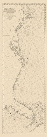 Cape Cod To Havannah - Moore 1784 Black Ornate Wood Framed Art Print with Double Matting by Moore