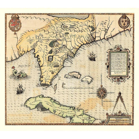 Caribbean Cuba Florida United States Black Modern Wood Framed Art Print with Double Matting by Le Moyne