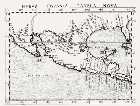 North America New Hispania Mexico United States Black Ornate Wood Framed Art Print with Double Matting by Ruscelli