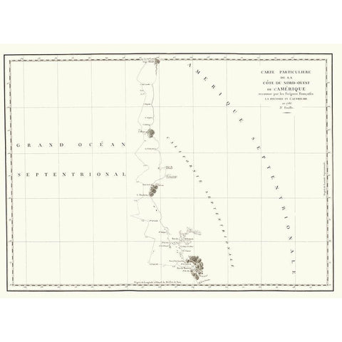 North America Western Coast - La Perouse 1786 Gold Ornate Wood Framed Art Print with Double Matting by La Perouse