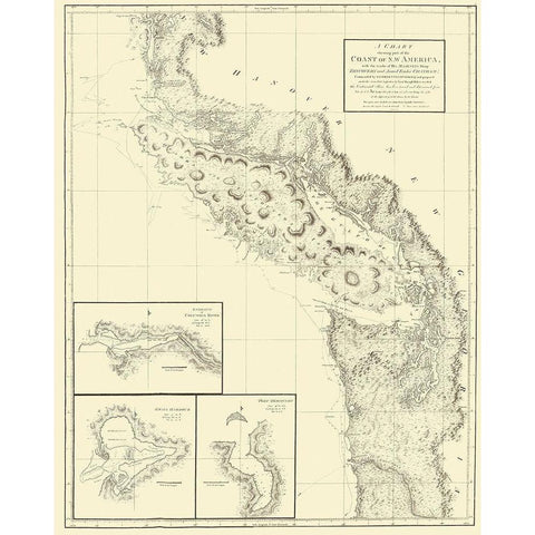 Northwest American Coast - Robinson 1798 Black Modern Wood Framed Art Print with Double Matting by Robinson