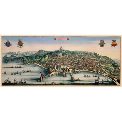 Naples Italy - Mortier 1704 Black Modern Wood Framed Art Print with Double Matting by Mortier
