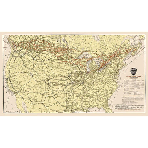 Canadian Pacific Railway with Connections 1912 Black Modern Wood Framed Art Print with Double Matting by Poole