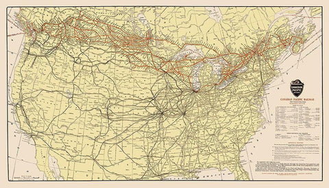 Canadian Pacific Railway with Connections 1912 Black Ornate Wood Framed Art Print with Double Matting by Poole