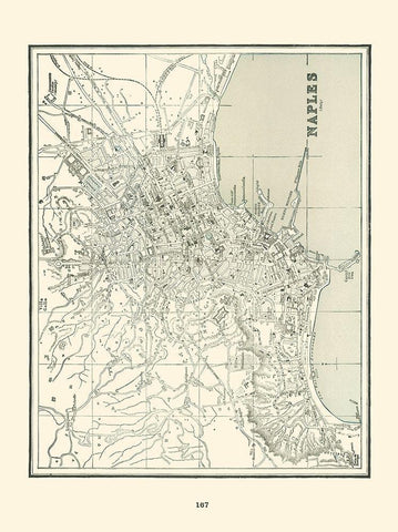 Naples Italy - Rathbun 1893 Black Ornate Wood Framed Art Print with Double Matting by Rathbun