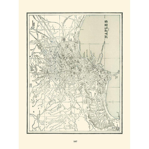 Naples Italy - Rathbun 1893 White Modern Wood Framed Art Print by Rathbun