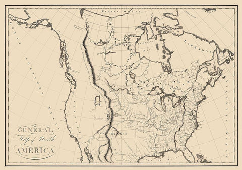 North America - Collot 1796 Black Ornate Wood Framed Art Print with Double Matting by Collot