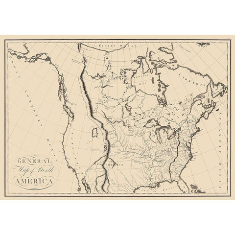 North America - Collot 1796 Black Modern Wood Framed Art Print by Collot