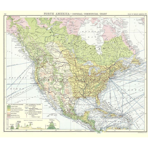 North America General Commercial Chart Black Modern Wood Framed Art Print by Newnes