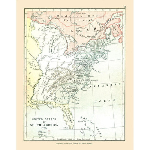 North America in 1783 United States Canada White Modern Wood Framed Art Print by Gardiner