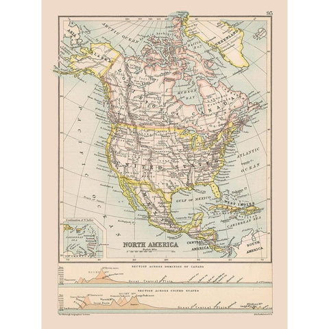 North America United States Mexico Canada White Modern Wood Framed Art Print by Bartholomew