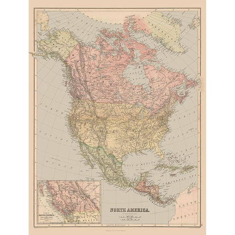 North America - Black 1867 White Modern Wood Framed Art Print by Black