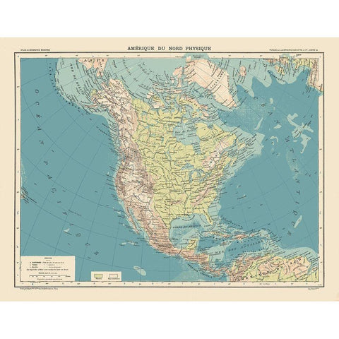 Physical of North America - Schrader 1908 Black Modern Wood Framed Art Print with Double Matting by Schrader