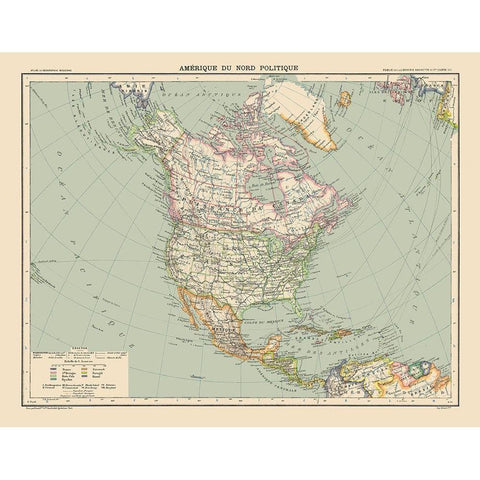 Political of North America - Schrader 1908 Black Modern Wood Framed Art Print by Schrader
