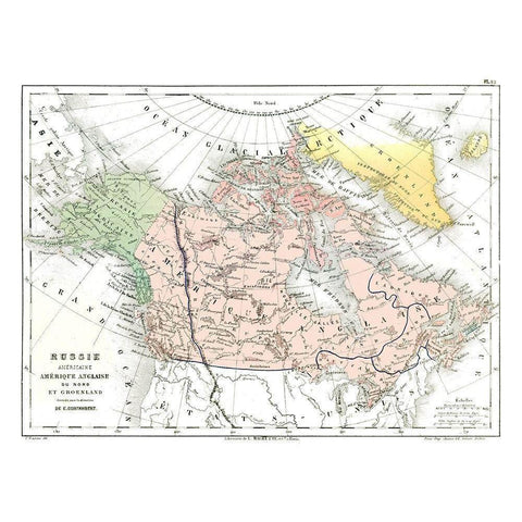 North America - Cortambert 1880 Black Modern Wood Framed Art Print by Cortambert