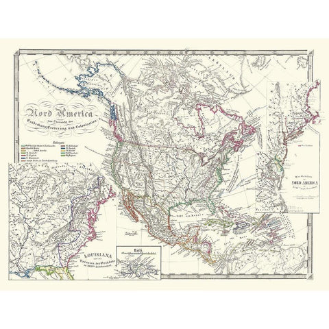 North America United States Mexico Canada Black Modern Wood Framed Art Print by Spruner