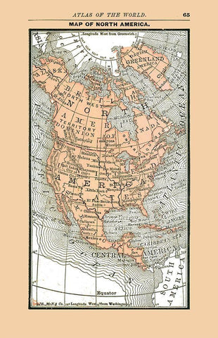 North America United States Mexico Canada White Modern Wood Framed Art Print with Double Matting by Alden