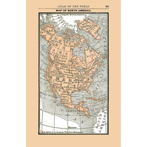 North America United States Mexico Canada Black Modern Wood Framed Art Print by Alden