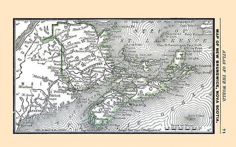 New Brunswick Canada - Alden 1886 Black Ornate Wood Framed Art Print with Double Matting by Alden