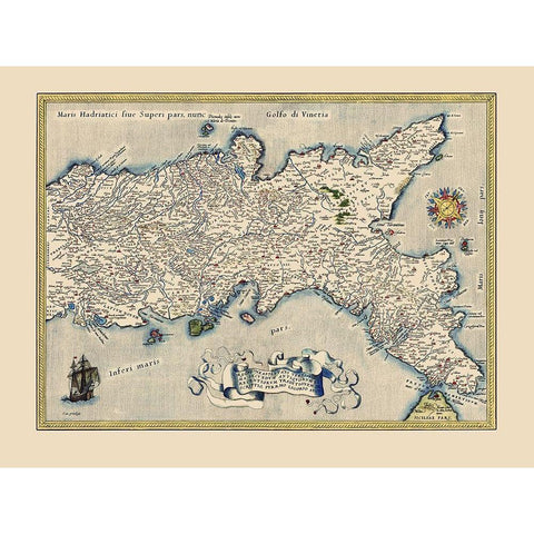 Neopolitan Region Italy - Ortelius 1574 White Modern Wood Framed Art Print by Ortelius