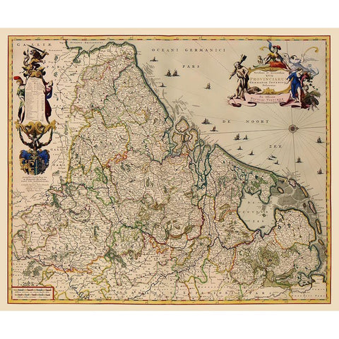 Provinces Netherlands - Visscher 1681 White Modern Wood Framed Art Print by Visscher