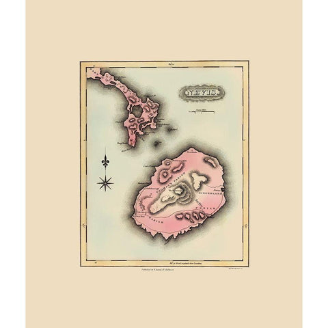 Caribbean Nevis - Lucas 1823 Gold Ornate Wood Framed Art Print with Double Matting by Lucas