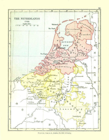 Europe Netherlands 1702 - Gardiner 1902 White Modern Wood Framed Art Print with Double Matting by Gardiner
