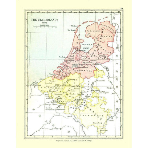 Europe Netherlands 1702 - Gardiner 1902 Black Modern Wood Framed Art Print by Gardiner