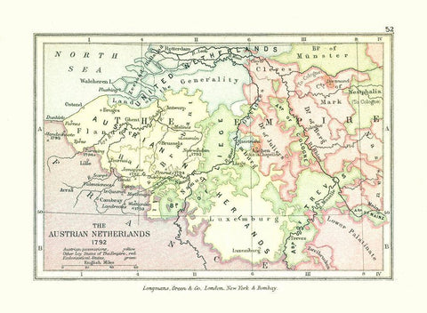 Austrian Netherlands Belgium Luxembourg 1792 White Modern Wood Framed Art Print with Double Matting by Gardiner
