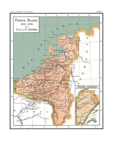 Europe 1519 AD to 1713 AD Netherlands - Artero White Modern Wood Framed Art Print with Double Matting by Artero