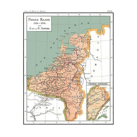 Europe 1519 AD to 1713 AD Netherlands - Artero Gold Ornate Wood Framed Art Print with Double Matting by Artero