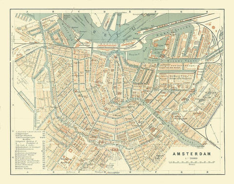 Europe Amsterdam Netherlands - Baedeker 1910 White Modern Wood Framed Art Print with Double Matting by Baedeker