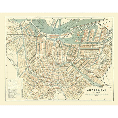 Europe Amsterdam Netherlands - Baedeker 1910 Gold Ornate Wood Framed Art Print with Double Matting by Baedeker