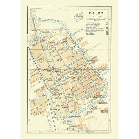 Europe Delft Netherlands - Baedeker 1910 White Modern Wood Framed Art Print by Baedeker