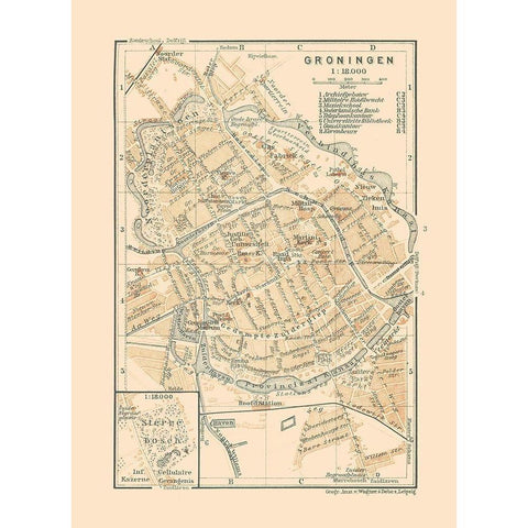 Europe Groningen Netherlands - Baedeker 1910 Black Modern Wood Framed Art Print by Baedeker